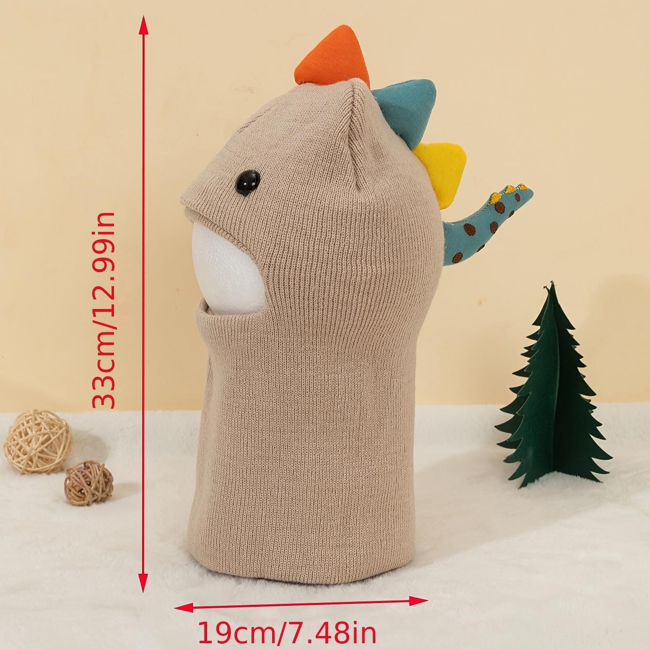 1pc ' Dinosaur Knit Beanie Hat with Scarf - Stretchy Lightweight Warm Winter Cap, 6-Month-5-Year-Old, Multicolor Cartoon Dinosaur Design for Outdoor Hiking & Holiday Celebrations (Christmas, Halloween, New Year), Dinosaur Clothes, Holiday Wear