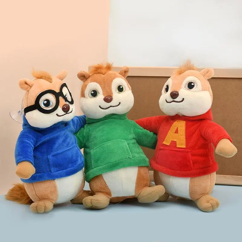 3Pcs/set Game For Alvin and the Chipmunks Plush Toys Kawaii Fluffy Chipmunks Stuffed Animals Children Xmas Gift