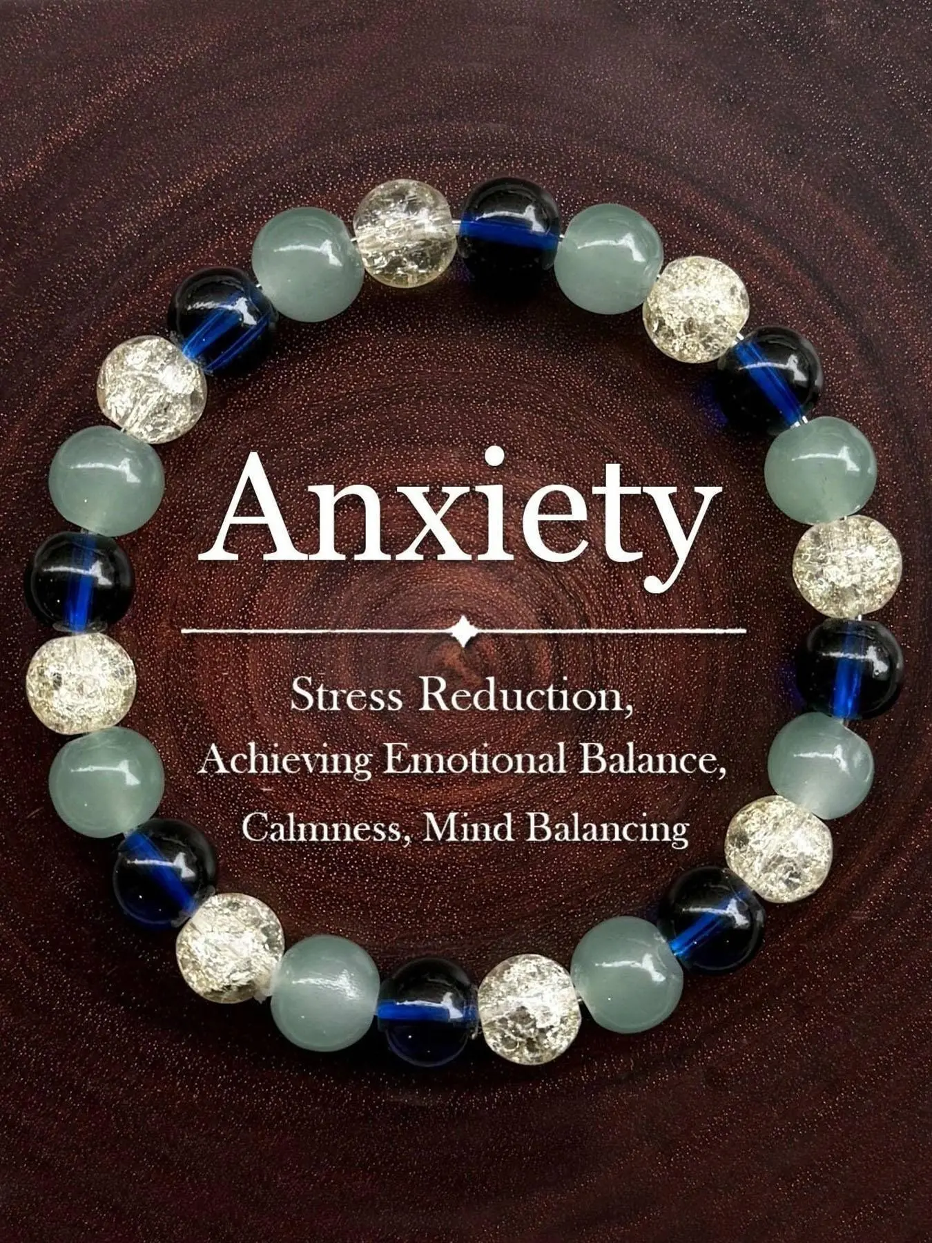 Unisex Anxiety Relief Crystal Bracelet, Stress-Reducing Emotional Balance Band, Daily Wear Healing Crystal Jewelry, Perfect Mental Gift