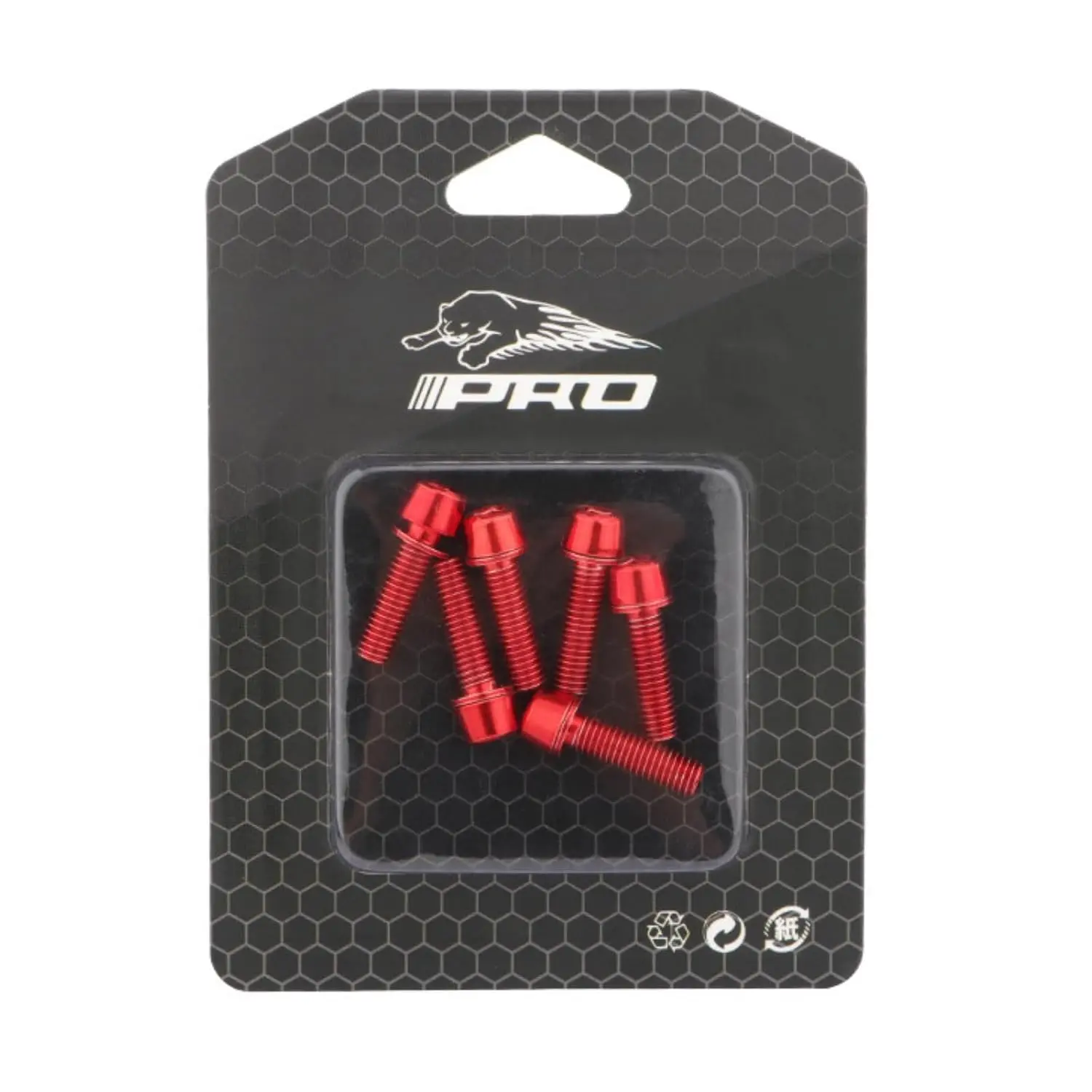 Stem , Red, 6 count M5x18mm | Stainless Steel, With Washer, For BMX MTB Road Bikes