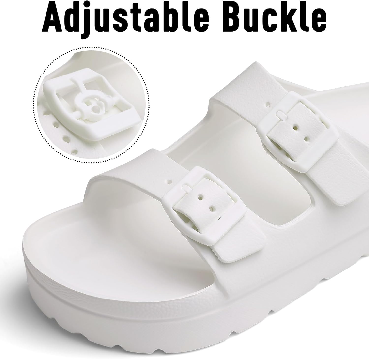 Women's Platform Sandals Footwear - Arch Support, Chunky Lightweight Foam Slip-On Slides, Adjustable Buckle Comfortable Summer Beach Sandals