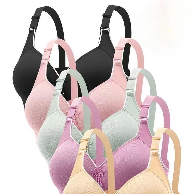 Elegant Wireless Push-Up Bra for Women, Solid Color Contrast Lace Adjustable Strap Bra, Ultra-Soft Comfortable Breathable Lingerie, Ideal for Daily Wear & All-Season Loungewear, Multiple Color Choices