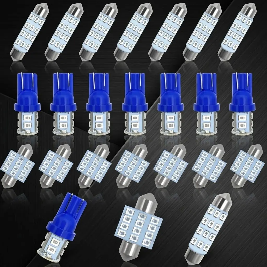 Super Bright T10 Festoon Blue LED Interior Car Bulbs Kit - Plug-and-Play, Suitable for Dome, Map, License Plate Lights - Boating Vehicle Accessories