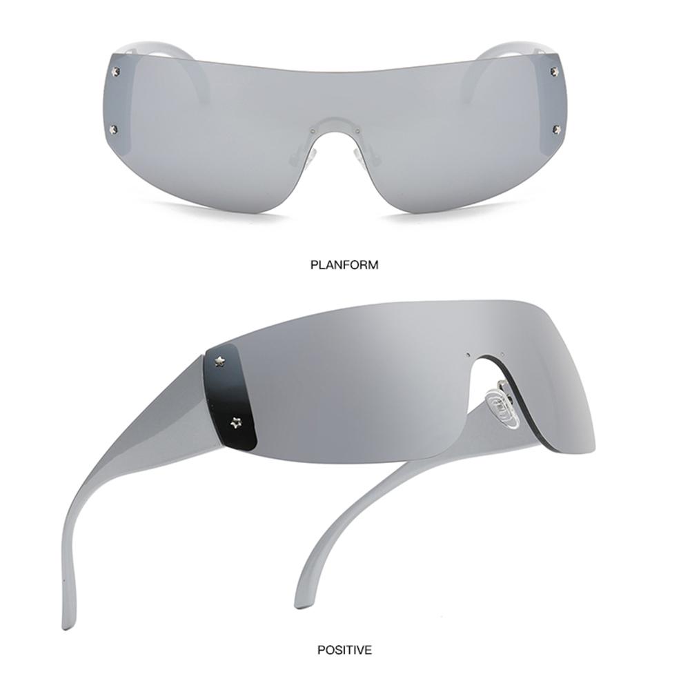 1pc Trendy Rimless Star Y2K Sunglasses for Women Men Punk One Piece Goggles Oversized Wrap Around Shades 2000's Eyewear UV400