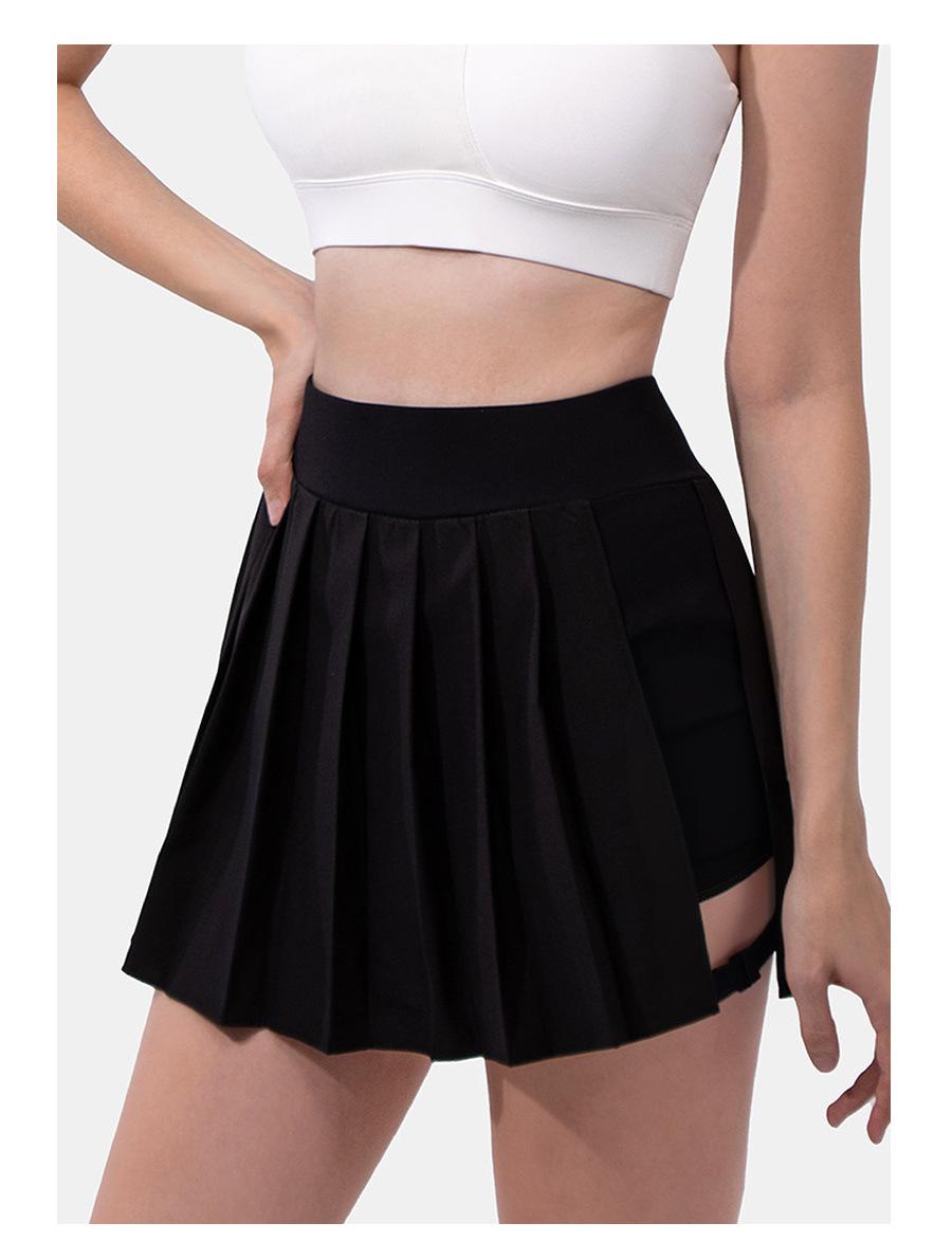 Breezeful High Waisted Pleated 2-in-1 Side & Pocket Asymmetric Hem Quick Dry Mini Dance Skirt Anti glare women's yoga clothes pleated skirt sports short skirt suitable for outdoor running tennis skirt,Daily outfit-02