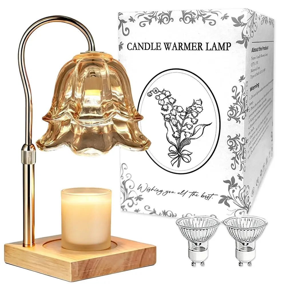 Electric Fragrance Warmer, Convallaria Flower Lamp, Height Adjustable Built-in Timer, 2 Bulbs Packed, No Flame Fragrance Lamp for Indoor Apartment Aesthetic