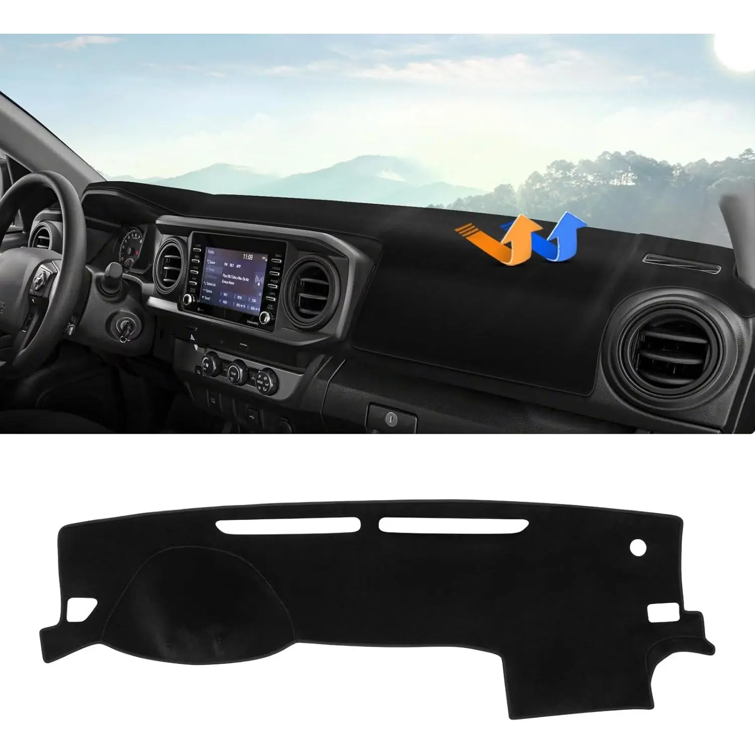 Dashboard Cover Mat for 2016-2021 2022 2023 Toyota Tacoma Accessories Dash Cover Upgrade Velvet Dash Mat Sunshade Glare UV Rays Protector