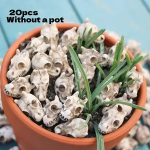 20 pieces of skull fountain bonsai decorative statues, cool garden decoration mini statues, outdoor garden fairyland micro landscape decorative statues, garden paving stone statues, fish tank decorative paving statues, Halloween gifts