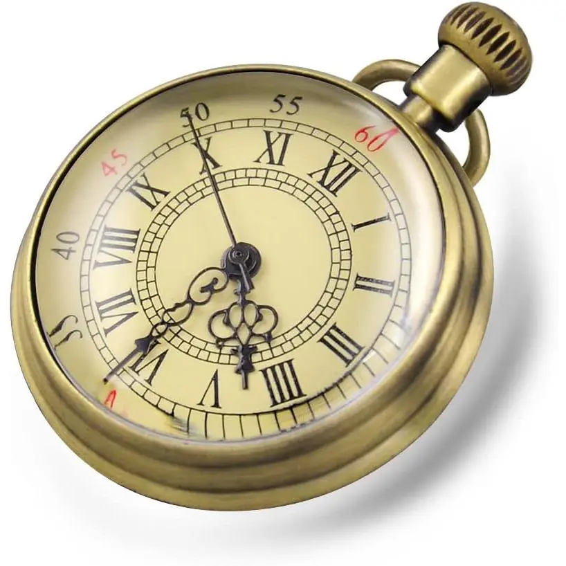 Vintage Analogue Face Round Pocket Watch with Chain Necklace for Men, Roman Numeral Small Dial, Easy-to-Read for Women, Ideal for Cosplay Steampunk Look, Birthday Gift Ideas