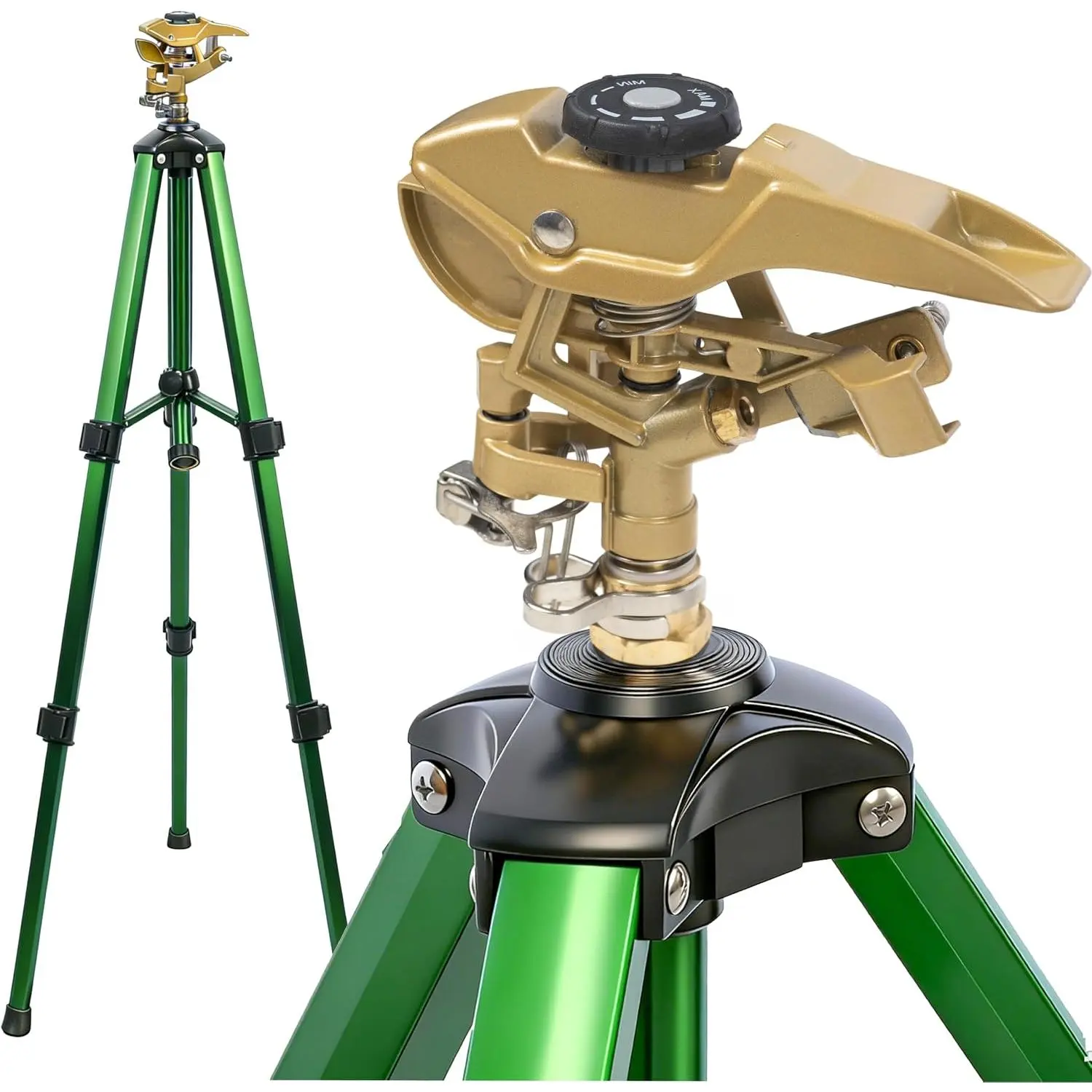 Sprinkler  Tripod, Rotating Water Sprinklers for Yard Lawn and Garden, Heavy Duty 360  Irrigation Sprinkler with Zinc  and 3/4" Connector for Outdoor