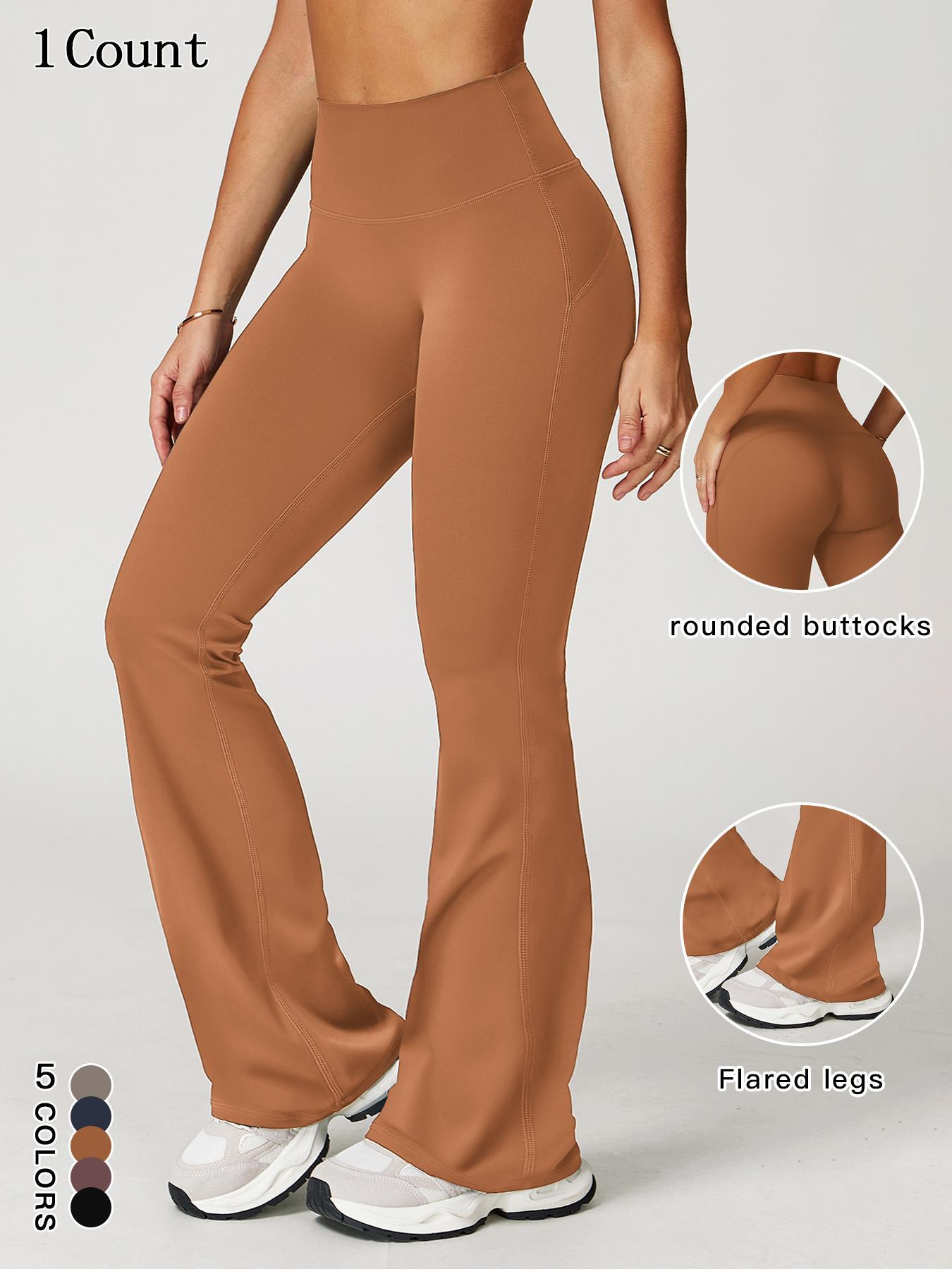 Women's Solid Color Bell Bottom Flare Leg Pants, Casual Comfy Breathable Tight-fitting Yoga Pants, Ladies Bottoms for Indoor Outdoor Wear, Casual Fitted Trousers, Boot Cut Pants