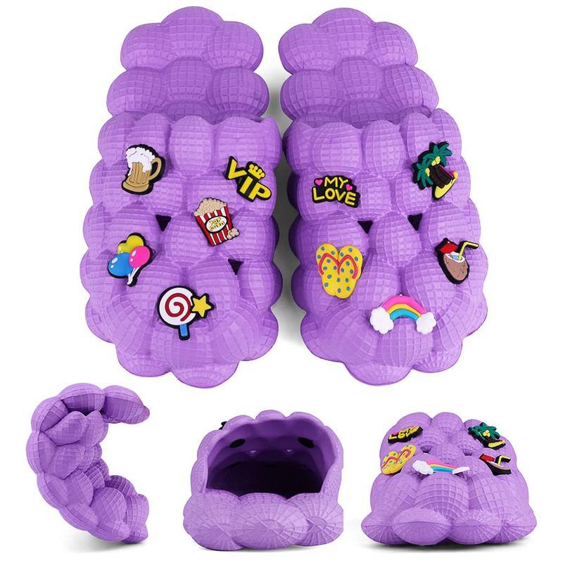 (New)DIOLV Summer Bubble Slides with Charms Boys Girls Golf Ball Shoes Funny Lychee Massage Bubble Slides Kids Non-Slip House Slippers Beach Sandals