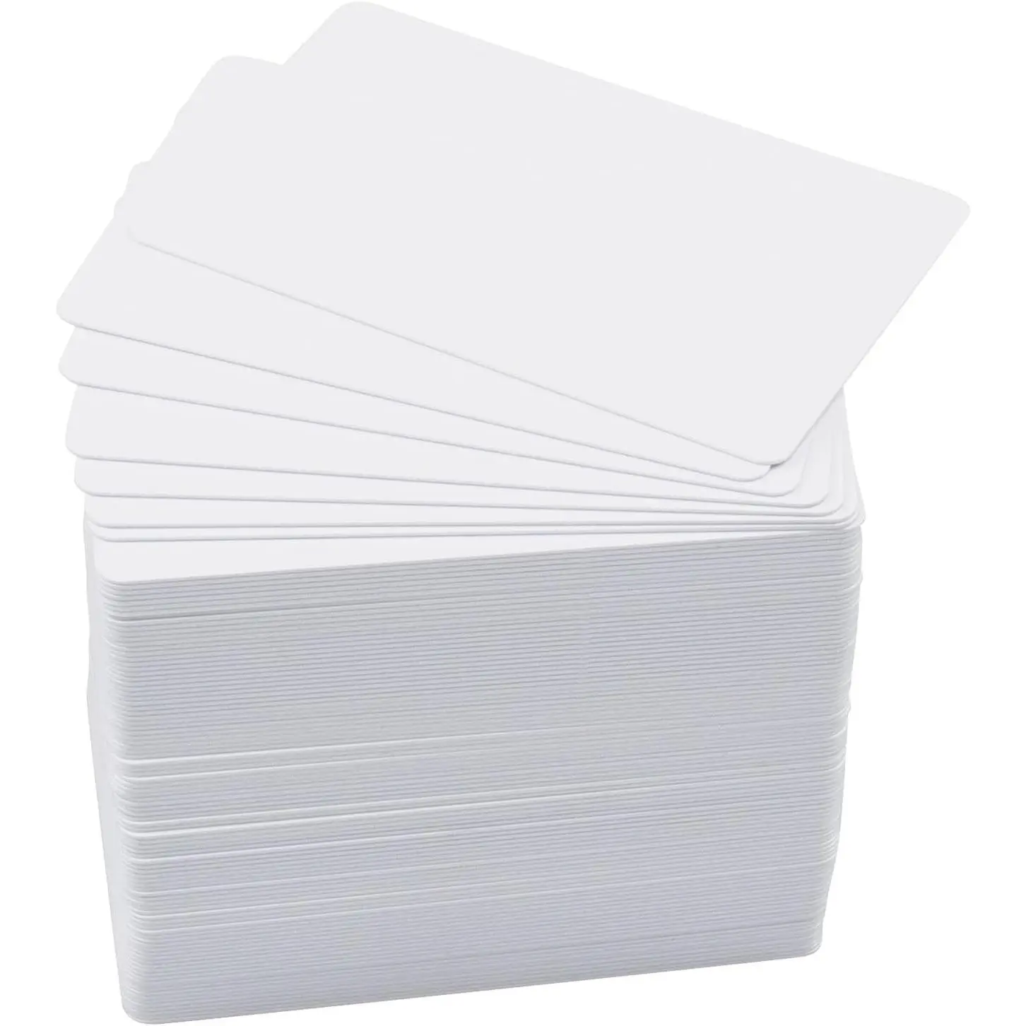 100-Pack Premium Blank PVC Plastic Cards, CR80 30 Mil Graphic Quality White Cards for Photo ID Badge Printers, Blank Cards