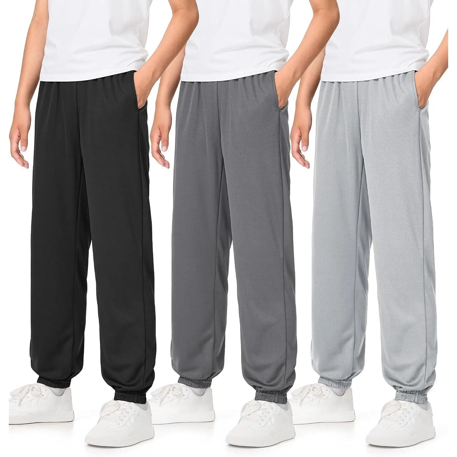 Boys Sweatpants 3 Pack Kids Mesh Quick Dry Athletic Pants Joggers