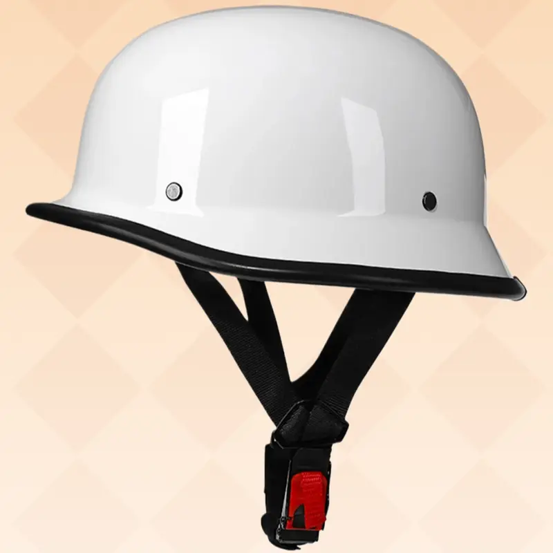Vintage Retro Army Style ABS Plastic Lightweight Bucket Helmet with Chin Strap, for Cruise, Off-Road Motorcycle & Ebike Riding