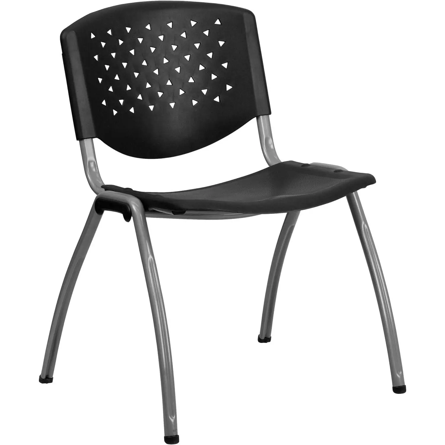Home and Office Black Plastic Stack Chair with Perforated Back - Guest Chair