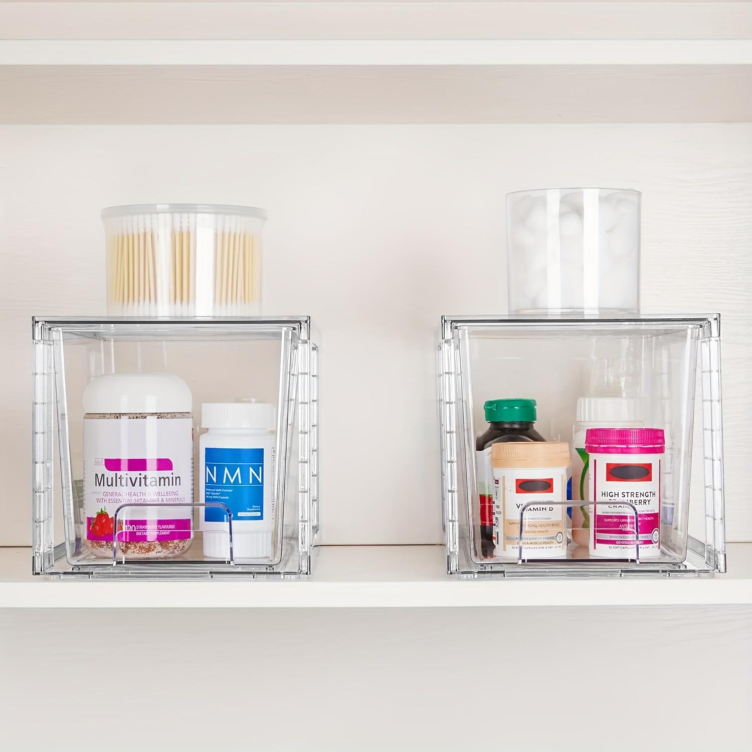 Hot selling styles 2 Pack/ 4 Pack Large Stackable Storage Drawers, Clear Acrylic Drawer Organizers with Handles, Easily Assemble for Bathroom, Kitchen Undersink, Cabinet, Closet, Makeup, Pantry organization and Storage