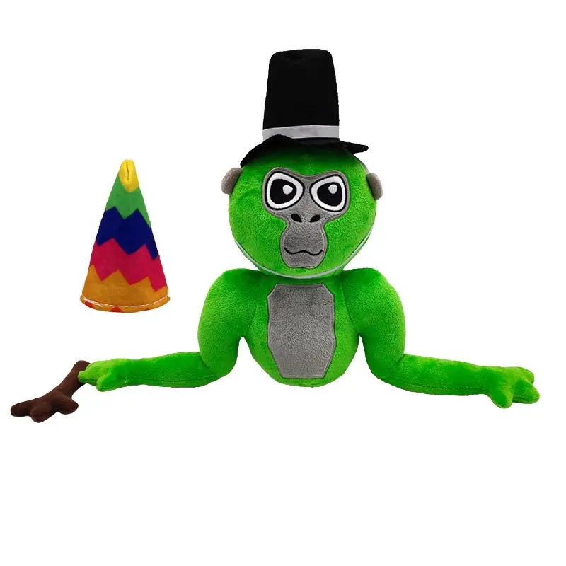 5-Pack Unisex Colorful Gorilla Costume Doll Stuffed Toys with Top Hat, Party Cone, Stick Accessories - Cute Cartoon Style, Fuzzy Squishy, Cartoon Button Eye Cute Character Print, Party Decoration Collectible Gift