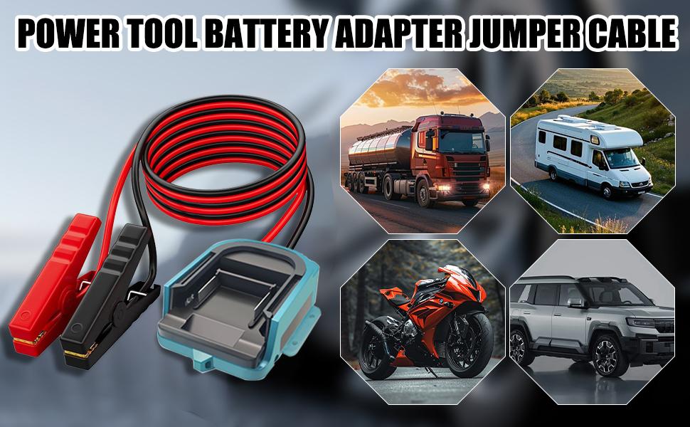 Portable Car Power Starter Jumper Cables forDeWalt 18V/20V DCB Battery Starters - 1, 59 GalGas &1, 32 Gal Diesel Engines, One-Touch Start,Durable Copper Construction, Compatible withSedans & SUVs, No Battery Needed, WithoutBattery