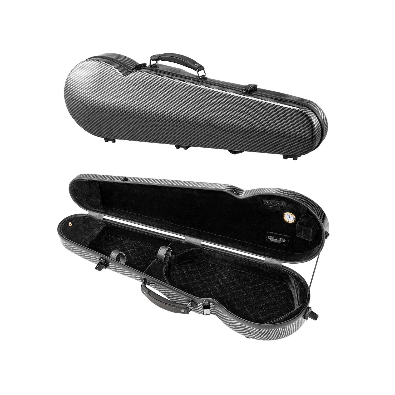 VEVOR 4/4 Full Size Anti-Scratch Violin Case, Triangular Professional Case with Built-in Hygrometer, Plush Lining, Dual Shoulder Straps, Lightweight Portable Travel Carrying Bag for Violins, Black