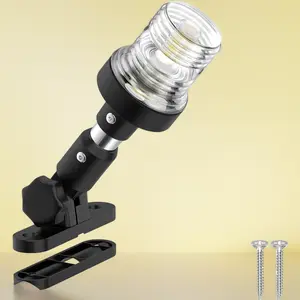 6 Inch Bimini Mount Pontoon LED Stern Light, Waterproof 3NM Folding White Marine Navigation Light
