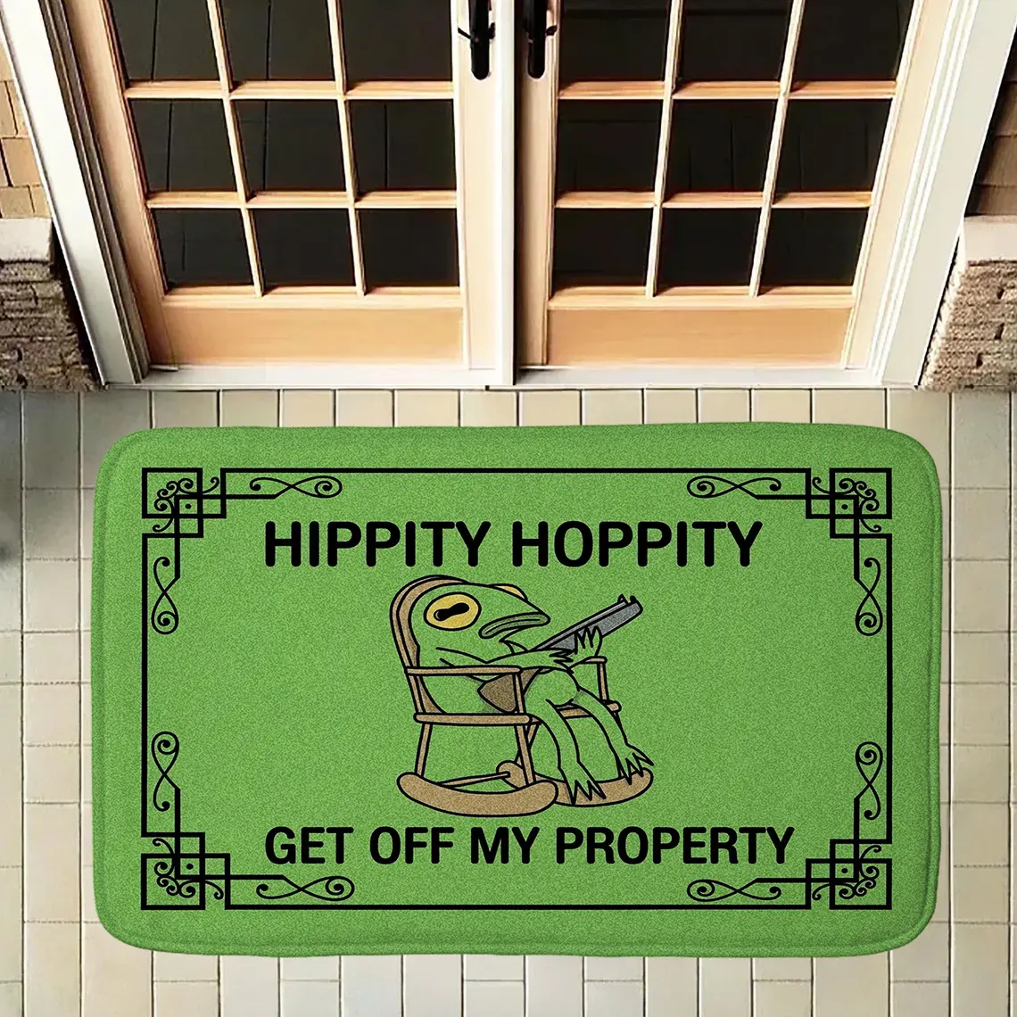Funny Frog Door Mat Hippity Hoppity Get Off My Property Doormat Meme Welcome Mat, Sassy Entrance Rug, for Entrance Way Non Slip Floor Rug Humor Home Decor Washable Area Rug for Indoor Outdoor Hallway Front Door Porch Entryway Carpet