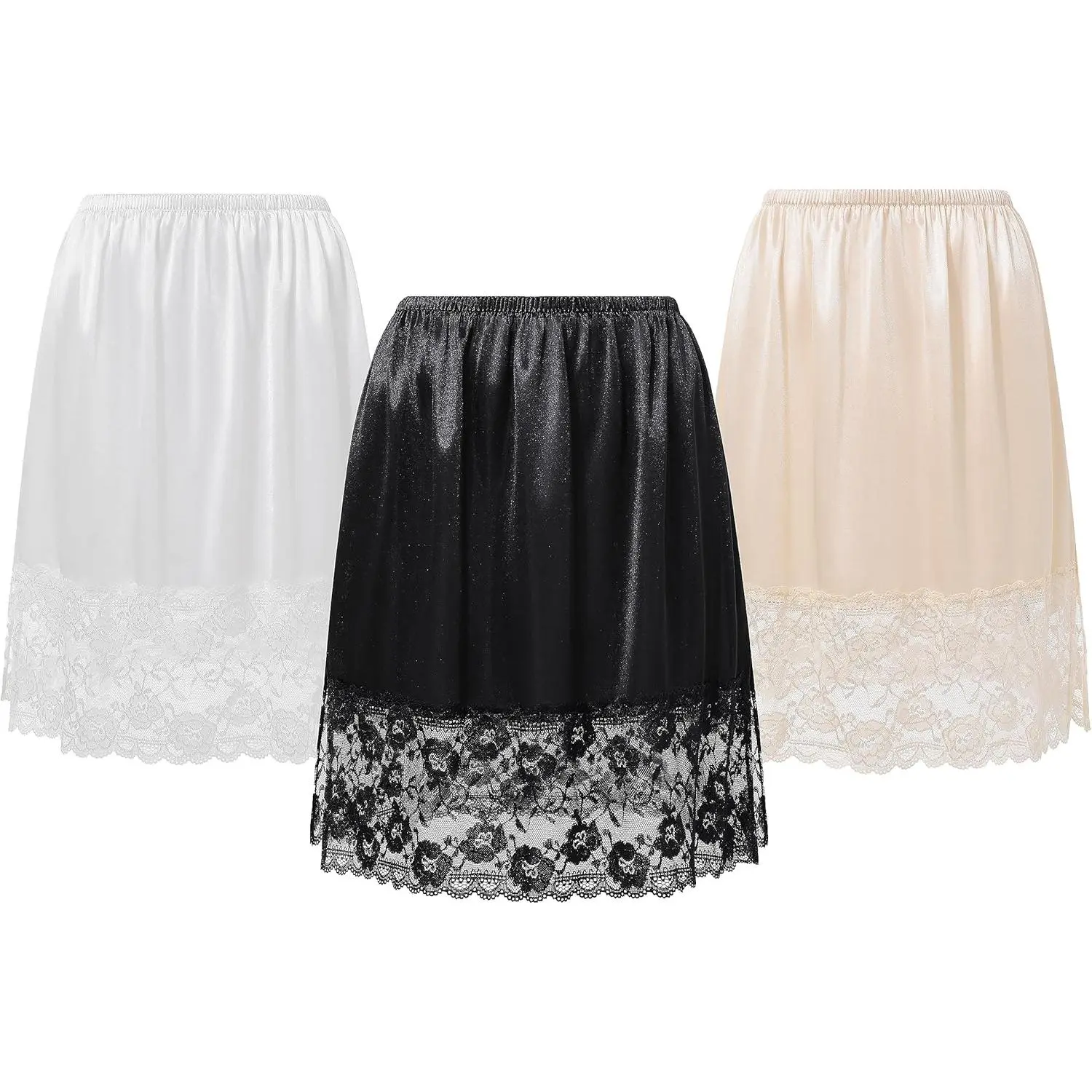Coucoland Half Slips for Under Dresses - 20" Black White Womens Underskirt Half Slip Women Under Dress Shirt Skirt Extender