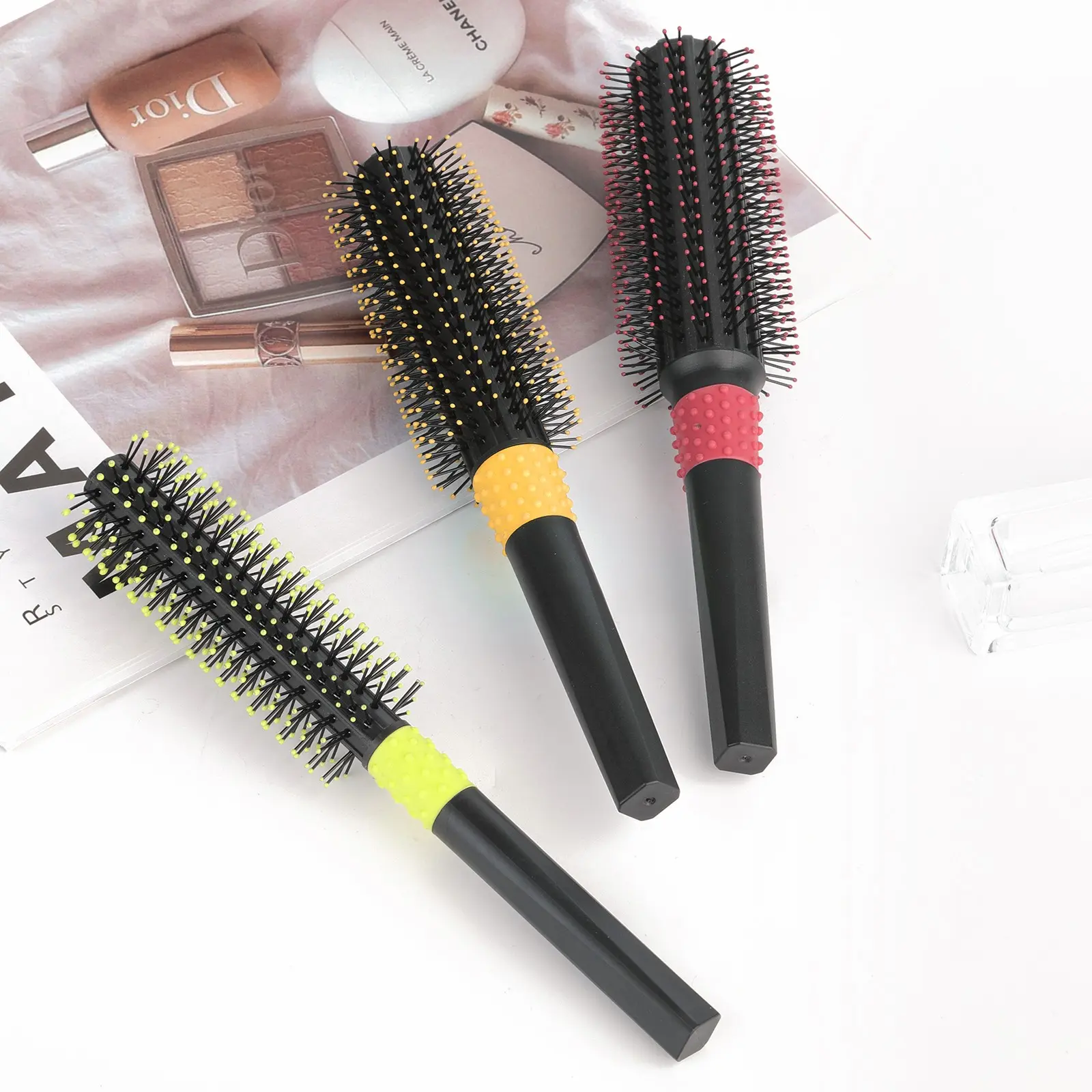 Professional Hair Curling Comb Set, Anti-Slip Octagonal Handle, Heat-Resistant Nylon Teeth, Three Sizes, Home & Salon Use