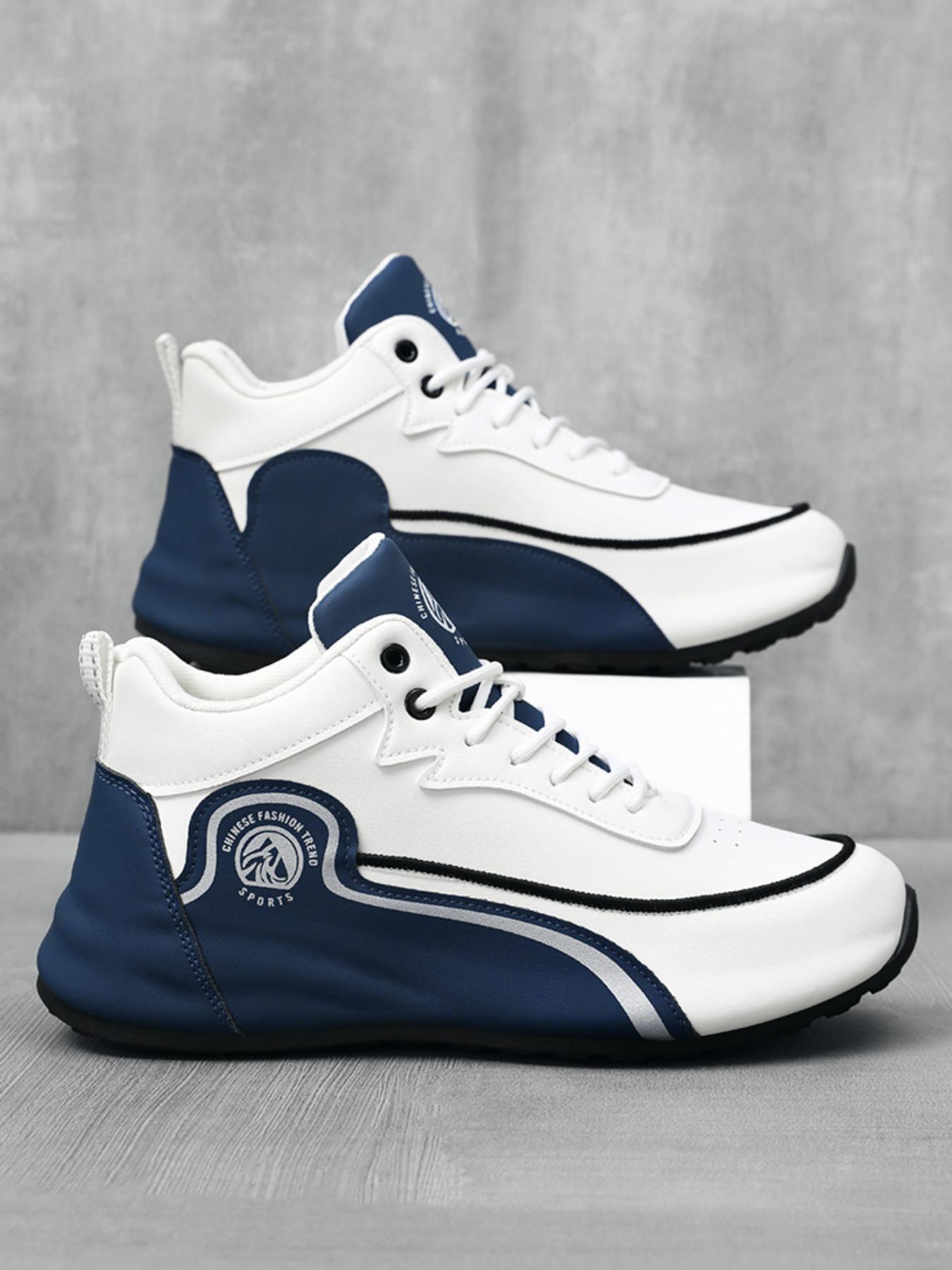 Men's Fashionable Lace Up Mid Top Sneakers, Casual Comfortable Breathable Sports Running Shoes, Male All-match Round Toe Shoes for Daily Wear, Closed