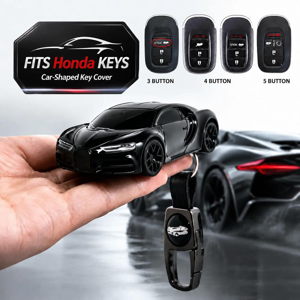Key Fob Cover for Honda 2022 2023 2024 Accord Civic Pilot, TPU Key Case for Honda CR-V HR-V Sport SI EX EX-L Touring Odyssey, 5 Buttons Remote Key Fob, Sporty Racing Design, Holiday Gifts