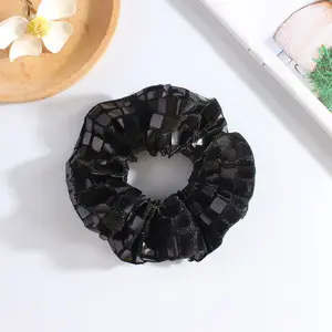 Female 6PC Square Sequin Design Scrunchies, High-Elastic Hair Ties for Everyday Elegant Ponytails, Adds a Sparkling Effect