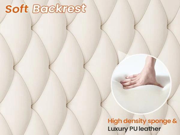 Sikaic PU Leather Upholstered LED Bed Frame with 2 Nightstands White Platform Bedframe Furniture Bedroom Diamond Tufted Headboard & RGB LED Light Strip Sikaic PU Leather Upholstered LED Bed Frame with 2 Nightstands White Platform Bedframe Furniture Bedroom Diamond Tufted Headboard & RGB LED Light Strip