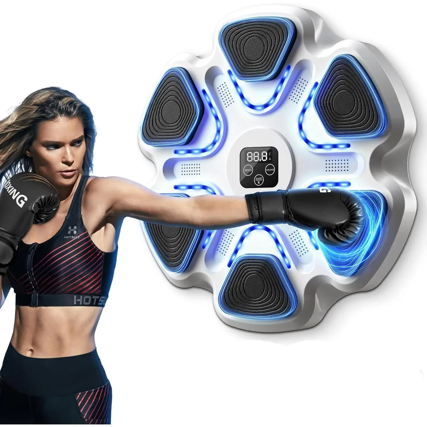 Wall-Mounted Unisex Smart Music Boxing Machine with Gloves, Real-Time Electronic Training Equipment for Home-Gym Use