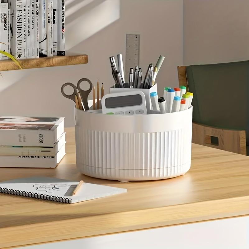 Makeup Brush Storage Box, 1 Count 360° Rotatable Makeup Brush Holder, Multi-functional Desktop Storage Rack for Brush, Lipstick, Skincare