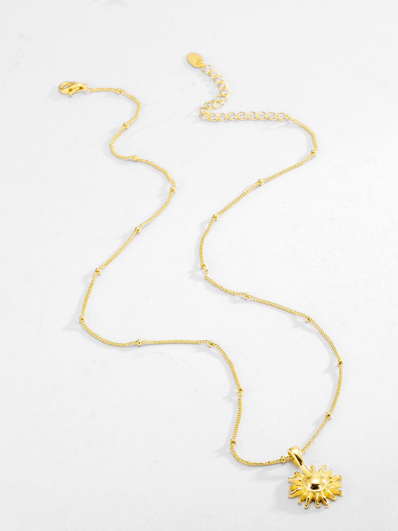 925 Sterling Silver Sun Design Pendant Necklace for Women, Fashion Jewelry for Party, Daily Decor, Trendy All-match & Exquisite Jewelry for Birthday Gift, Celestial Pendant Necklace