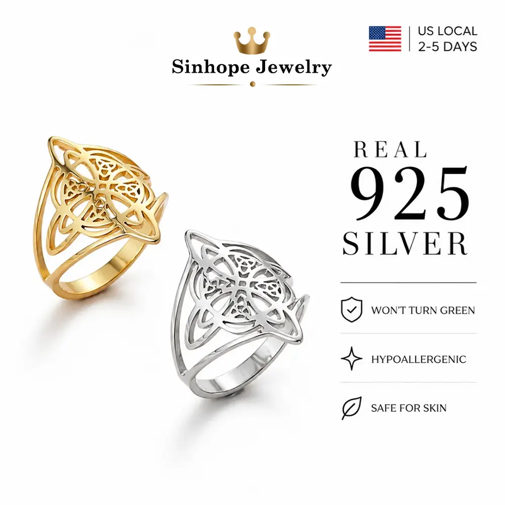 Adjustable Witches Knot Ring, Stainless Steel Celtic Witch Knot Open Ring, Hollow Irish Knot Witchcraft Amulet Jewelry Gift for Women