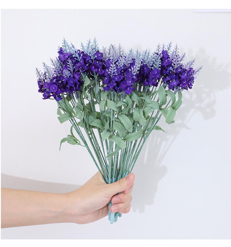 10 artificial lavender bouquets, fake flowers for outdoor decoration, silk flowers for flower beds and planters, 3-piece set