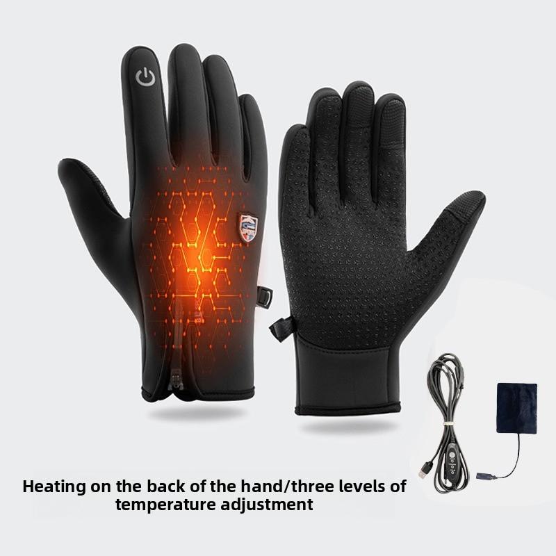 heated gloves glives winter Back of Hand USB Heated Gloves - Thickened Electric Heating Waterproof Warm Gloves Outdoor Skiing, Riding, Locomotive, E-Bike, Ski Mask, Softball, Walking Pad, Vibration Plates manufacturer