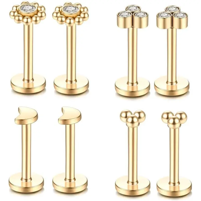16G 316L Stainless Steel Labret Monroe Lip Ring Studs Cartilage Helix Tragus Conch Daith Nose  .