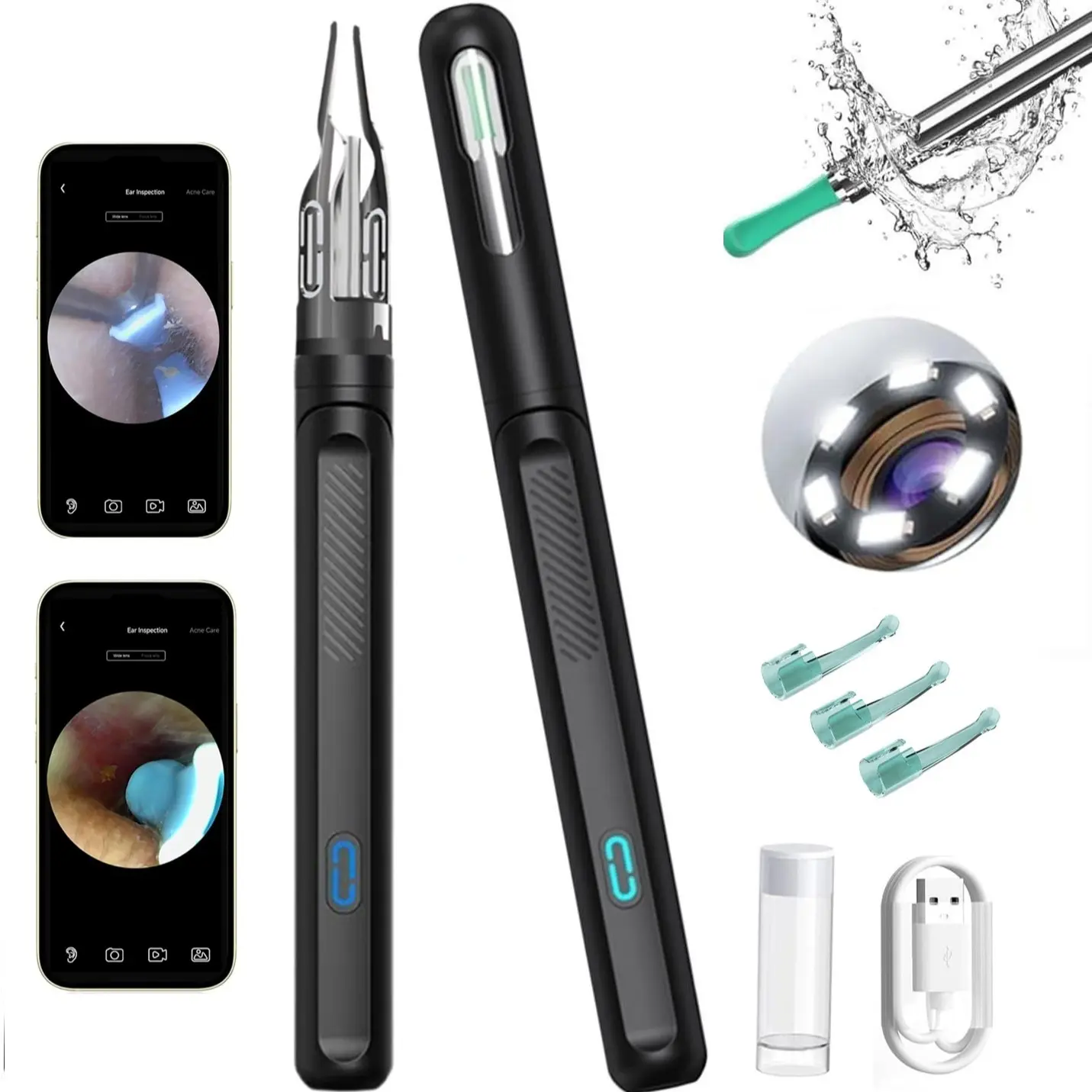 Ear cleaning tool | Earwax Removal Tool, Earwax Remover Tool, Visual ear pick, Ear Cleaner Camera, with 5 replaceable silicone soft tips, USB charging cable, a good gift, Earwax Removal Kit