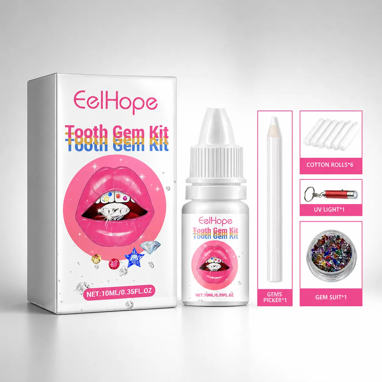 DIY Tooth Gem Kit, Shining Rhinestones Teeth Jewelry Starter Kit, Hip Hop Y2K Fashion Crystal Dental Ornaments, Temporary Oral Decoration