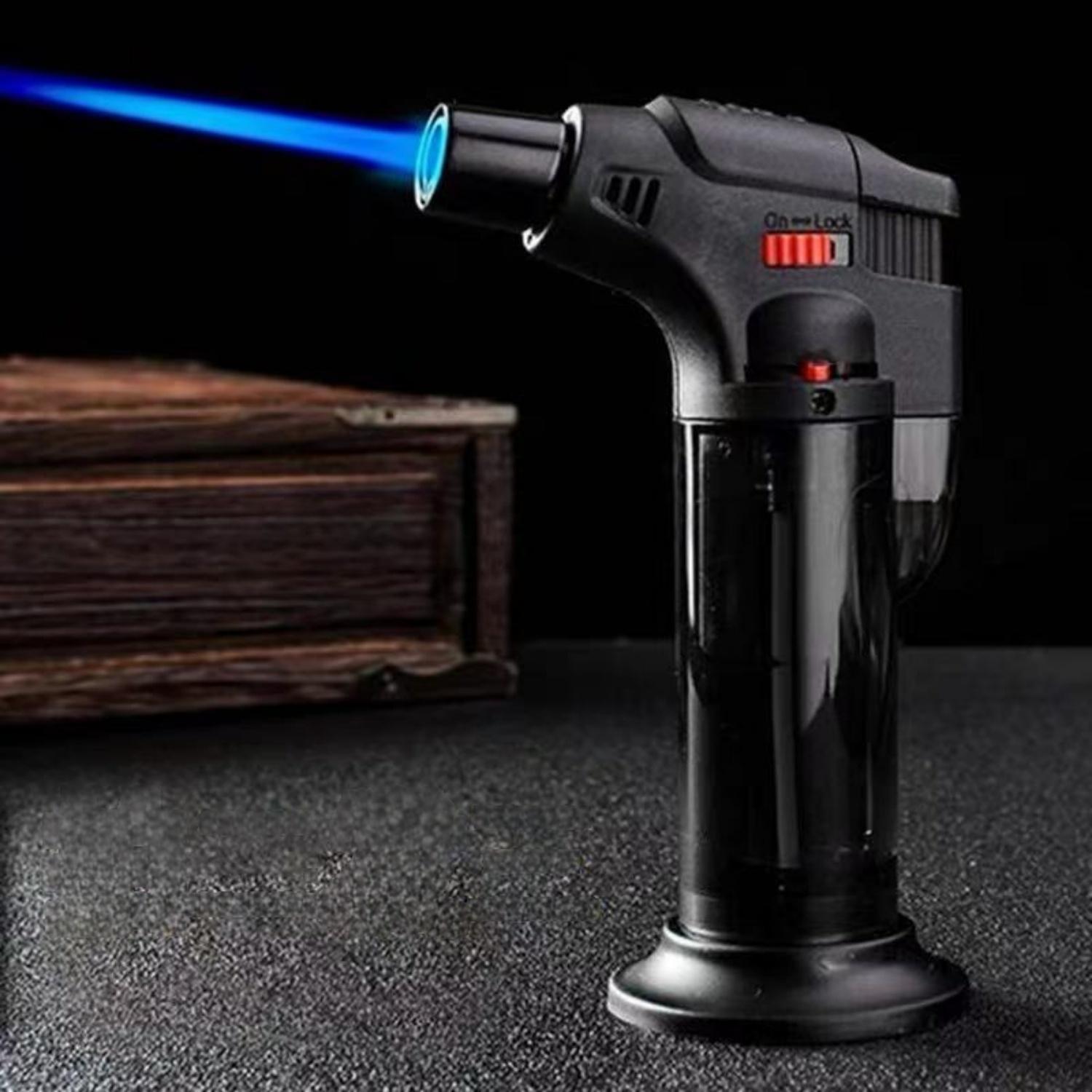 Torch Lighters Butane Refillable Lighter Single Jet Flame Powerful Windproof Torch Lighter with Safety Lock Multi Utility Mini Gas Lighter Blow Torch Lighters for Candle Fireplace Camping Grill BBQ Kitchen(No Fuel)