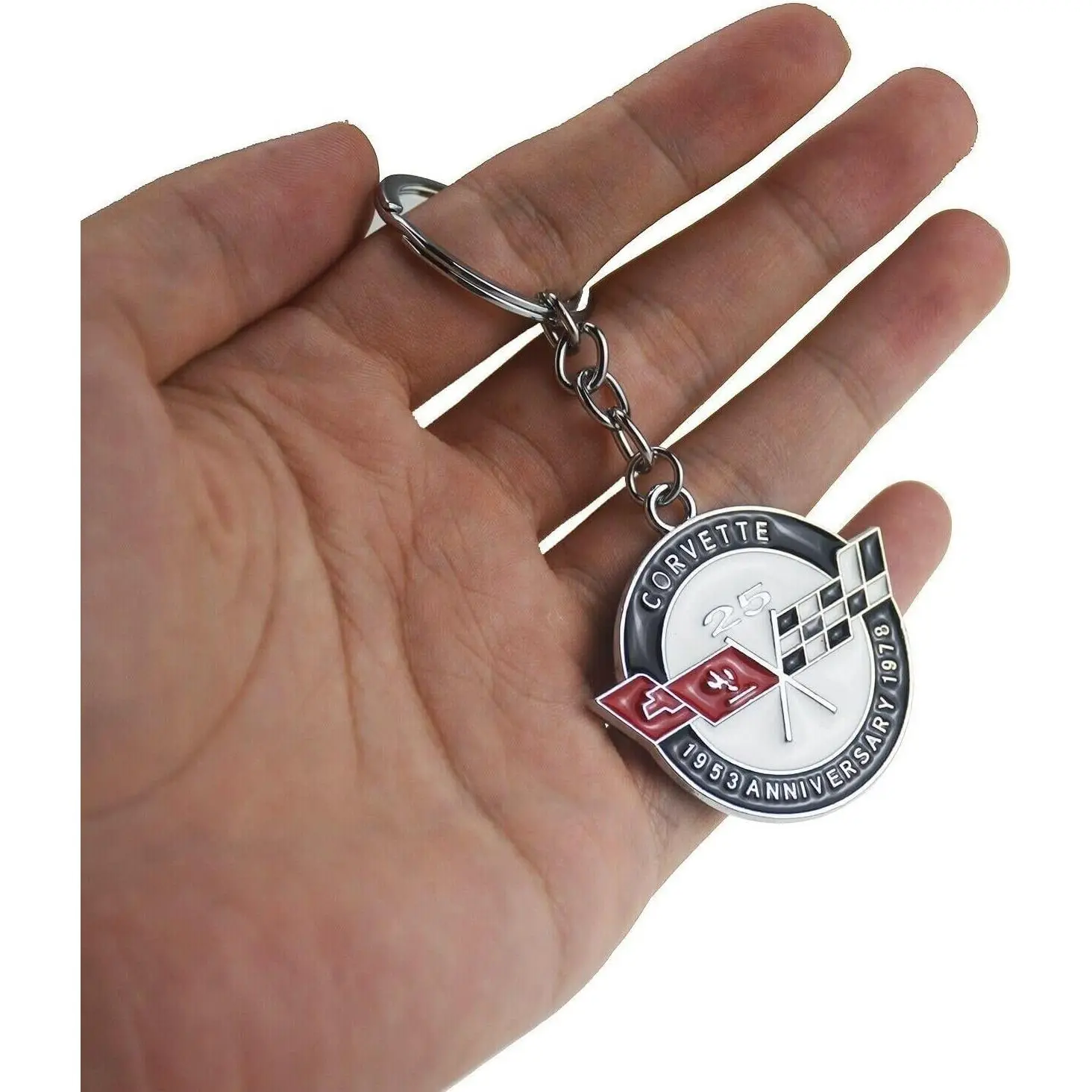 1Pc 25th Anniversary keychain Car Alloy Key Chain Ring Gift For 1978 C3 CorvetteGift.