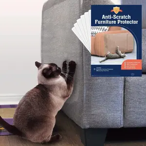 6 Pack XL Anti  Scratch Furniture Protector - Couch Protector from  Claws w/Twist Pins, Clear, Easy-to-Apply  Deterrent and Shield for Sofa (Not for Leather, , Microfiber)
