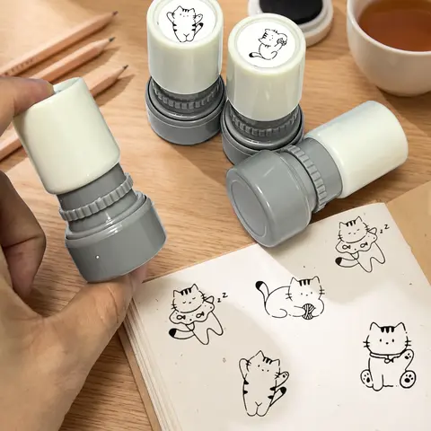 4 Piece Cat Stamp Set Fun Cat Pattern Stamps, Pet Cat Postage Stamps, Incentive Stamps, Crisp Impressions, Perfect for Handmade Crafts, Handmade Projects, Scrapbooking, Scrapbook Decoration