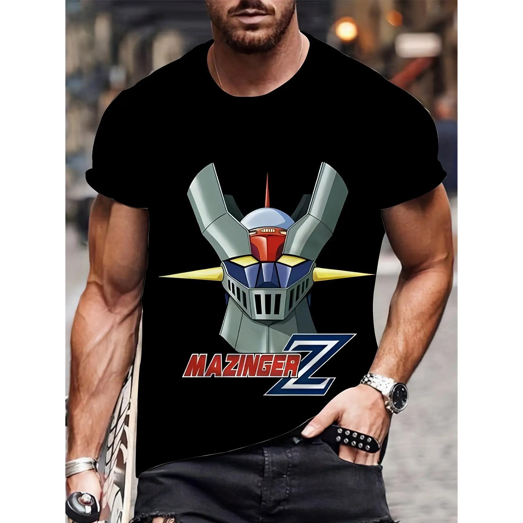 Monawear Unisex 3D Printed Mazinger Z Graphic T Shirt Retro Anime Design Soft Breathable Round Neck Casual Summer Tee Machine Washable Streetwear Fashion For Men Women Streetwear Lovers Gift