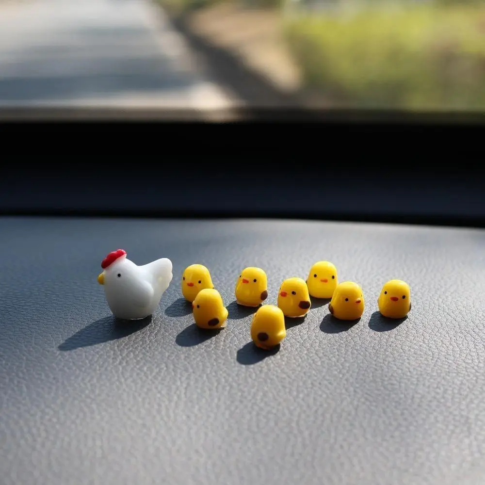 Cute Hen & Chicks Mini Car Ornament, Kawaii Chicken Dashboard Decor, Versatile Interior Accessory for Car Center Console & Rear View Mirror