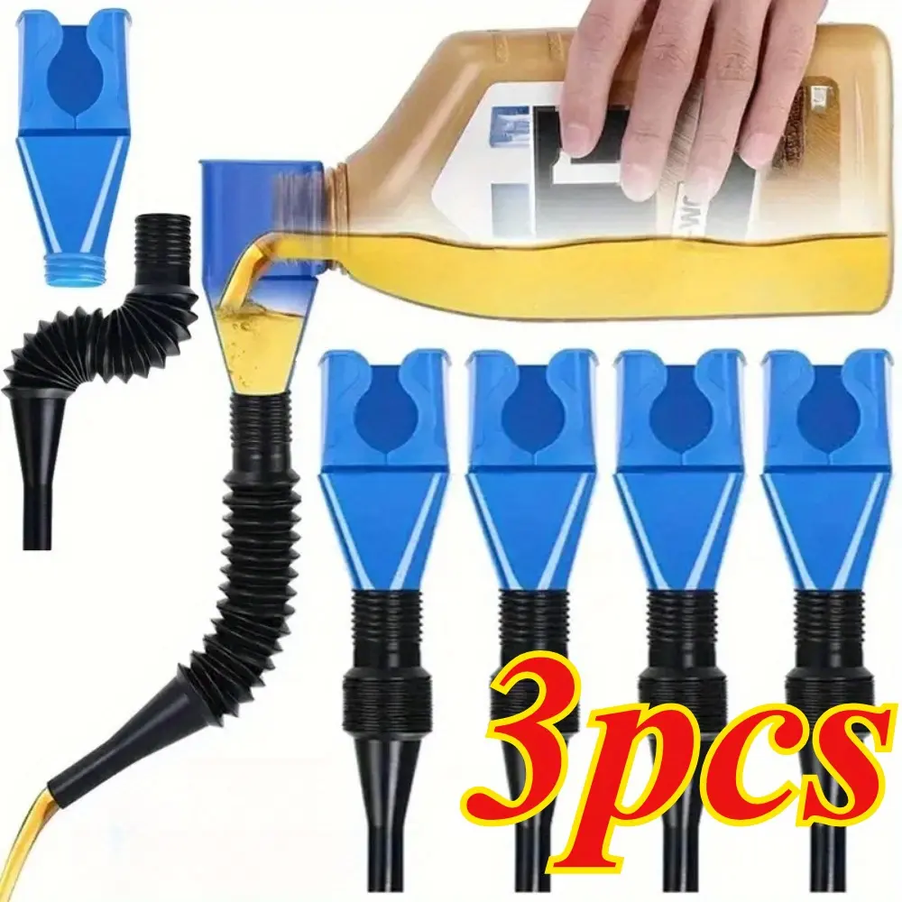 3pcs motorcycle refueling funnel telescopic car engine oil gasoline filter transfer foldable funnel oil pouring hands-free bayonet refueling funnel auto accessories
