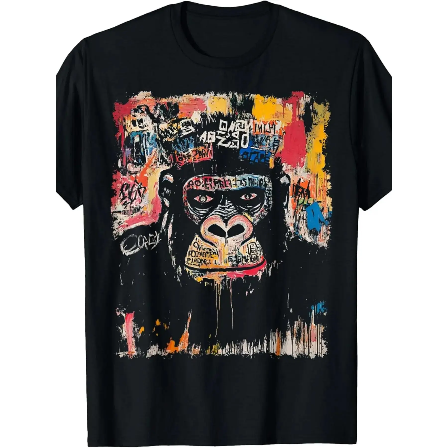 Abstract Face Animal Pop Art Design with A Gorilla On It T-Shirt.jpgSame style for men and women 2026 summer short-sleeved printed T-shirt pure