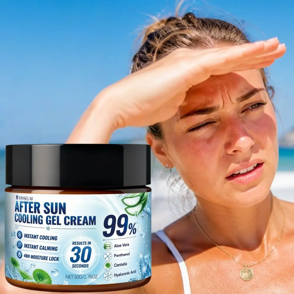 Aloe Vera Cooling Gel Cream, 99% Aloe + Hyaluronic Acid + Panthenol, Moisturizing Sunscreen Lotion, Summer Outdoor Essential